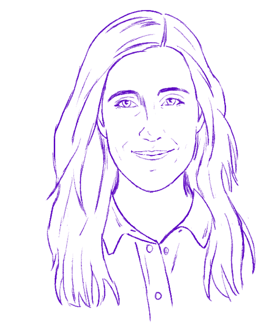 Animiertes gezeichnetes Porträt von Dr. Anna-Christina Leisin in stilisierter Illustration